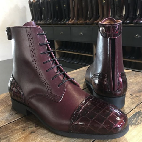 JOANA / Oxblood with oxblood faux croc gloss accents